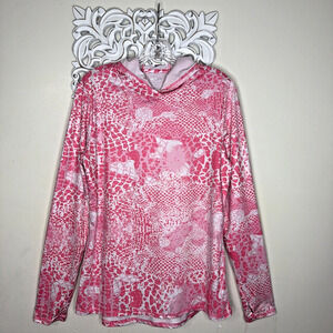 SILVER BAIT Performance M Long Sleeve HOODIE Swim Fishing SHIRT Snake Print PINK